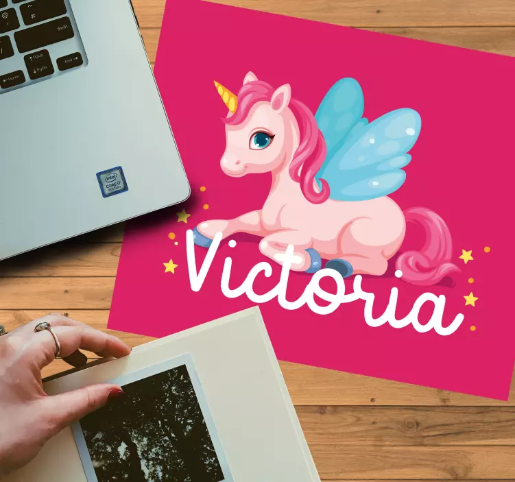 Alfombrilla ratón personalizable Divertido unicornio rosa feliz - TenVinilo
