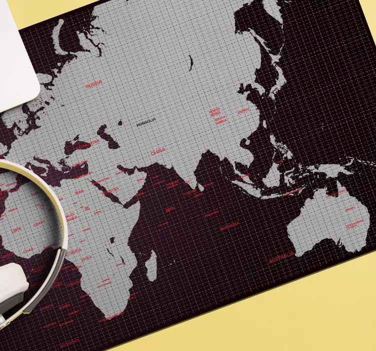 Alfombrilla ratón mapamundi ciudades - TenVinilo