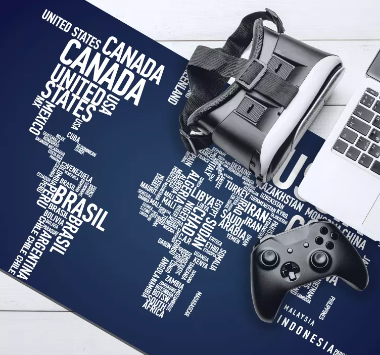 Alfombrilla ratón mapamundi nombres países - TenVinilo