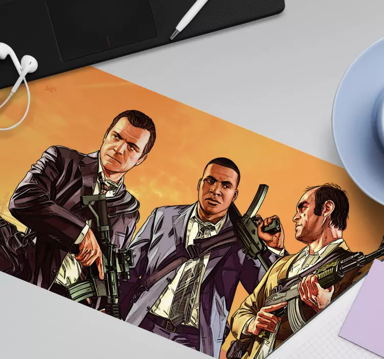 Mouse pad gaming tres personajes en conflicto - TenVinilo