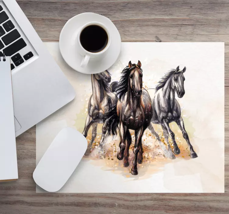 Mouse pad original caballos majestuosos galopando - TenVinilo