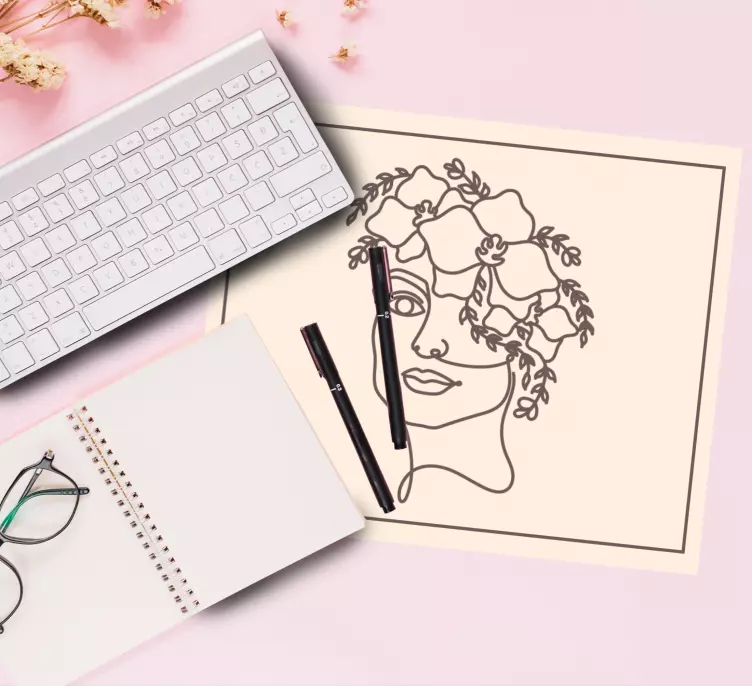 Silueta minimalista linda mujer alfombrilla ratón - TenVinilo