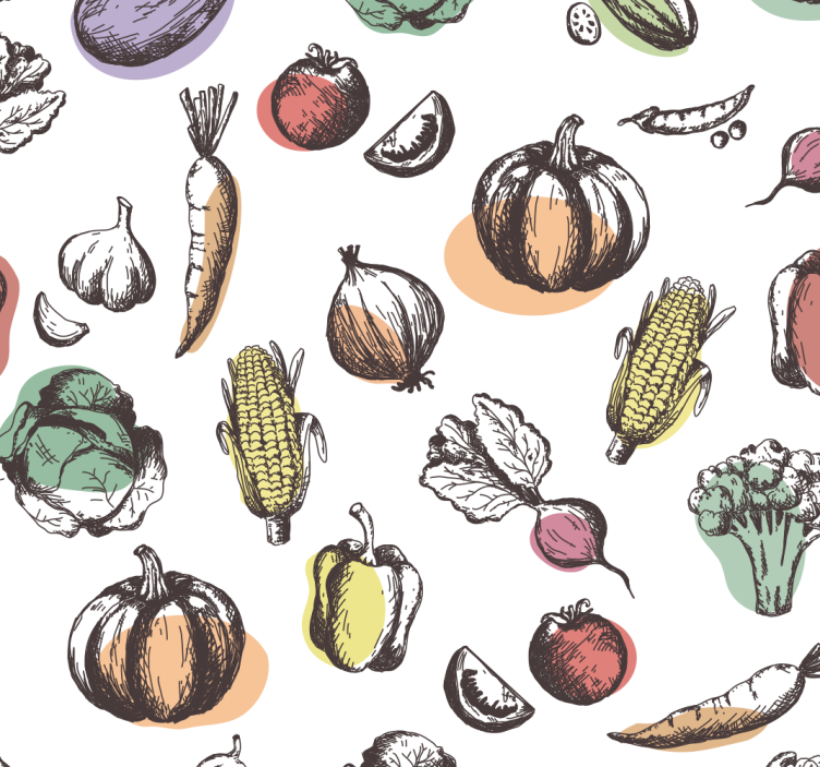 Persiana enrollable para cocina patrón de ingredientes estilo ret - TenVinilo