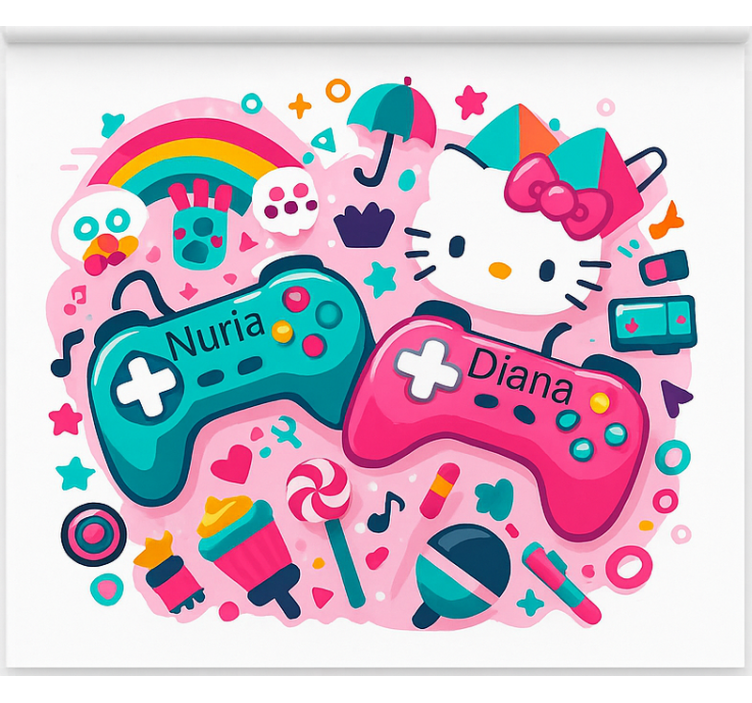 Persiana enrollable geek controladores de gatitos personalizados - TenVinilo