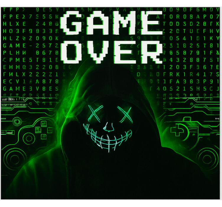 Persiana enrollable geek game over hackeado y enmascarado - TenVinilo