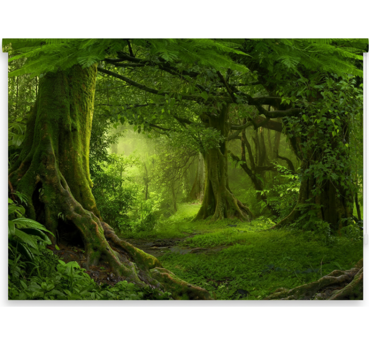 Persiana enrollable árboles escape a un bosque frondoso - TenVinilo