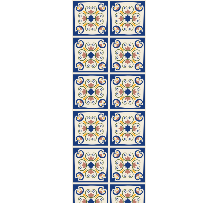 Persiana enrollable para cocina azulejo de flores rosas - TenVinilo