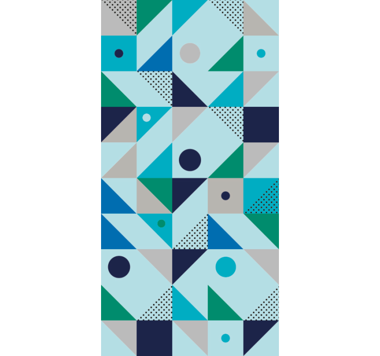 Persiana enrollable para comedor en patchwork azul - TenVinilo