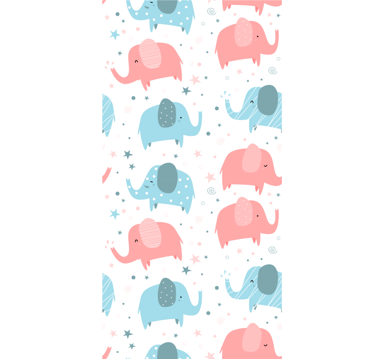 Persiana enrollable infantil elefante rosa y azul - TenVinilo