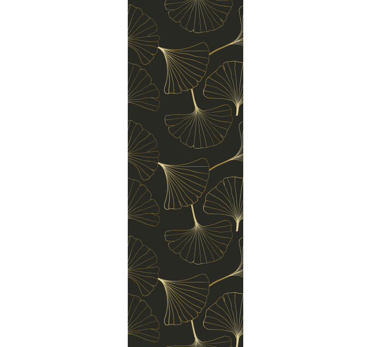 Persiana enrollable oficina hojas de ginkgo charcoal gold - TenVinilo