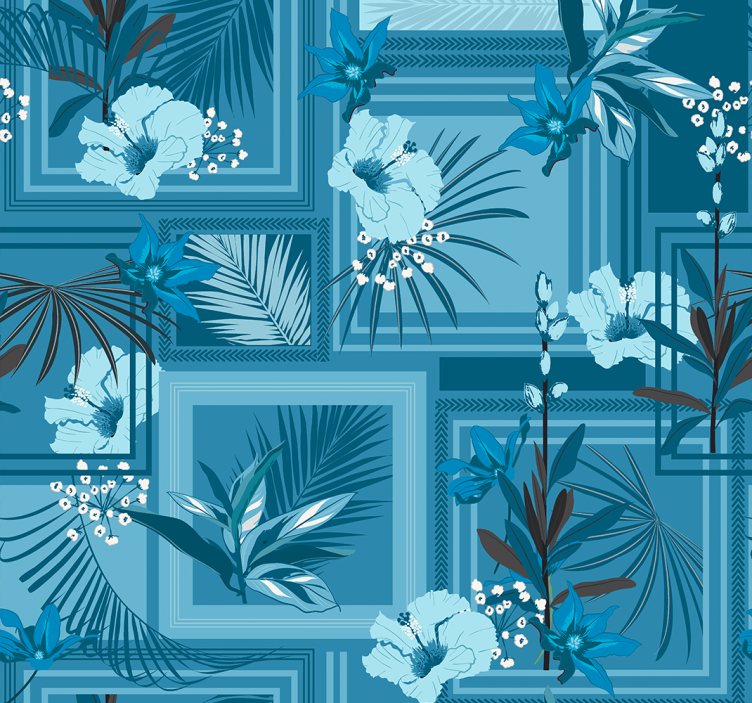 Persiana enrollable para baño estampado floral azul - TenVinilo