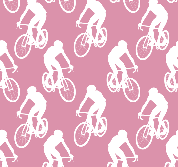 Persiana enrollable rosa patrón de ciclistas blancos - TenVinilo