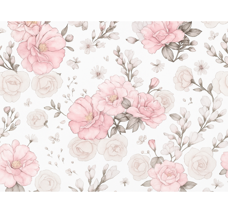 Persiana enrollable rosa diseño floral gris y rosa - TenVinilo