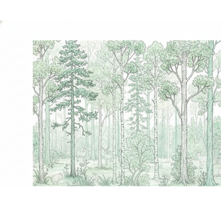 Persiana enrollable blanca dibujo de bosque menta - TenVinilo