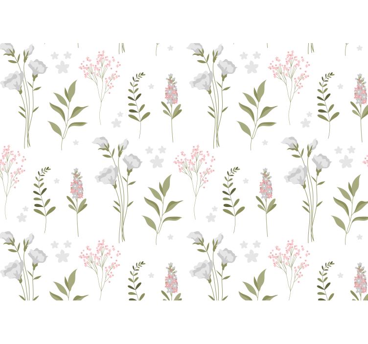 Persiana enrollable blanca con patrón minimalista de flores - TenVinilo