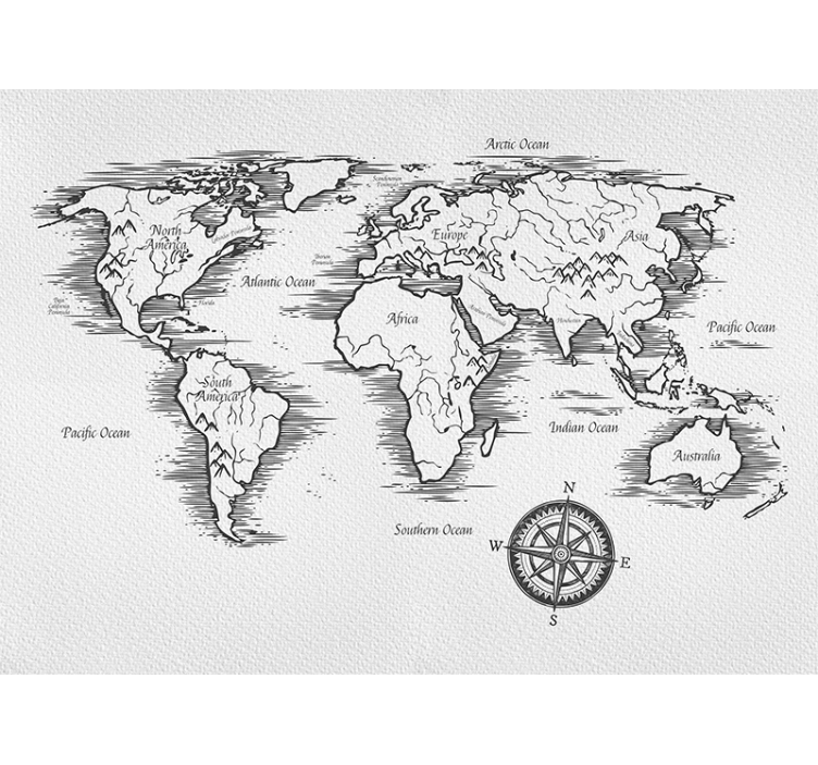 Persiana enrollable blanca dibujo de mapa mundial elegante - TenVinilo