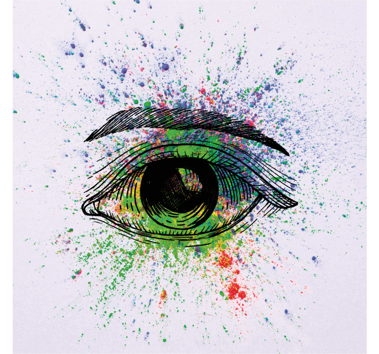 Persiana enrollable salón ojos coloridos abstractos - TenVinilo