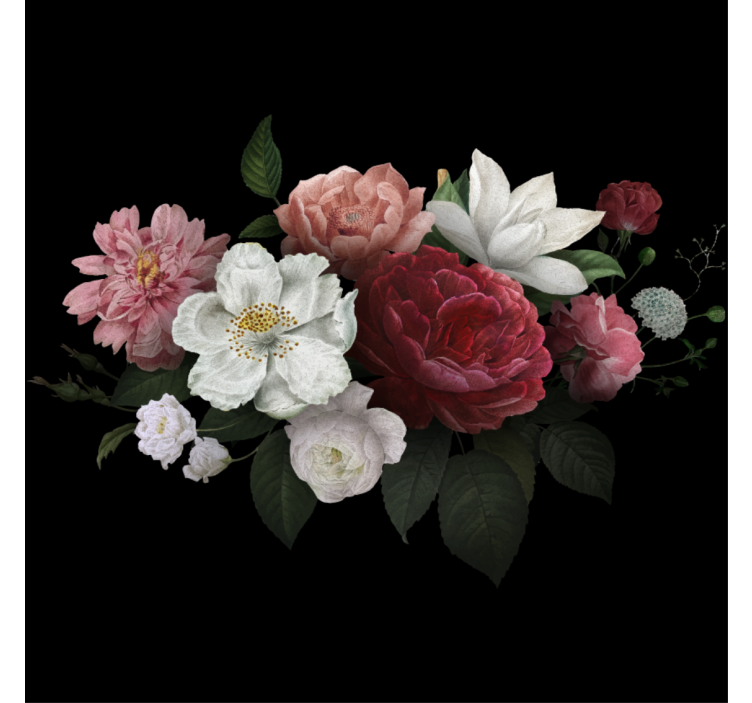 Persiana enrollable salón rosas vintage sobre fondo negro - TenVinilo