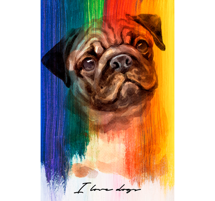 Persiana enrollable salón pug arcoíris - TenVinilo