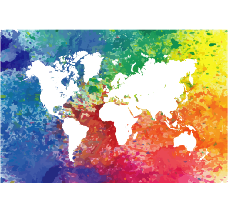 Persiana enrollable salón mapa mundi artístico colorido - TenVinilo