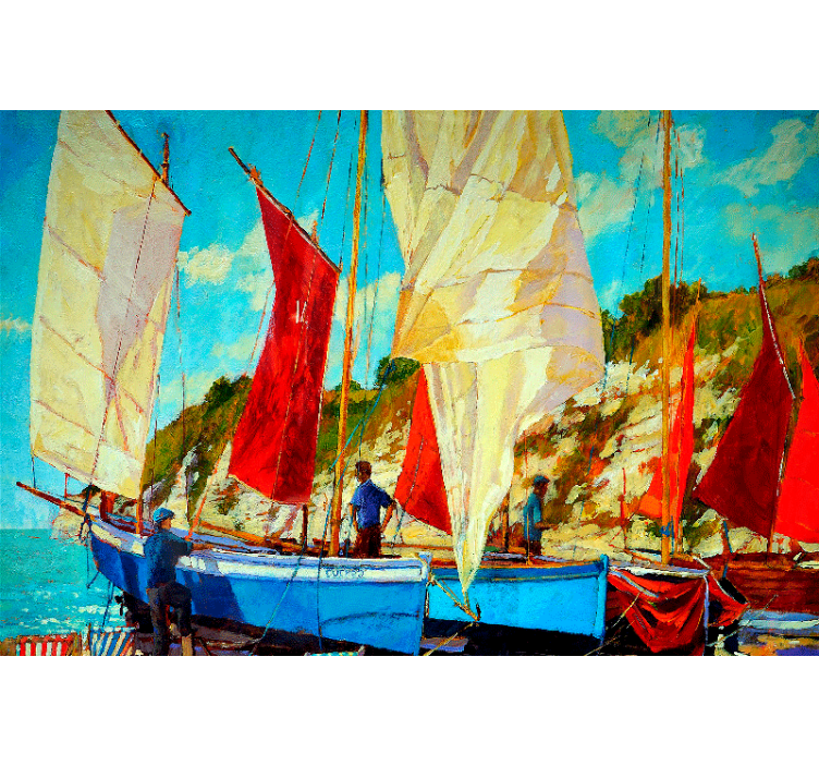 Persiana enrollable salón tres barcos en el agua - TenVinilo