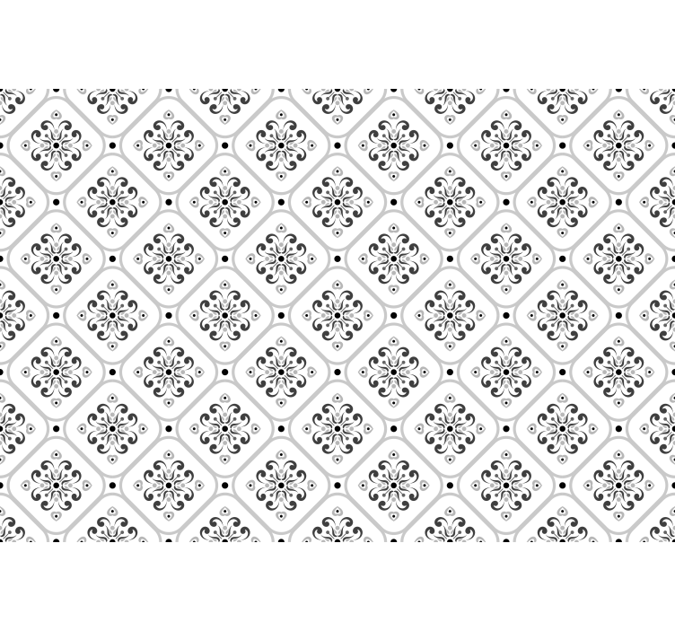 Persiana enrollable blanca patrón mosaico gris clásico - TenVinilo