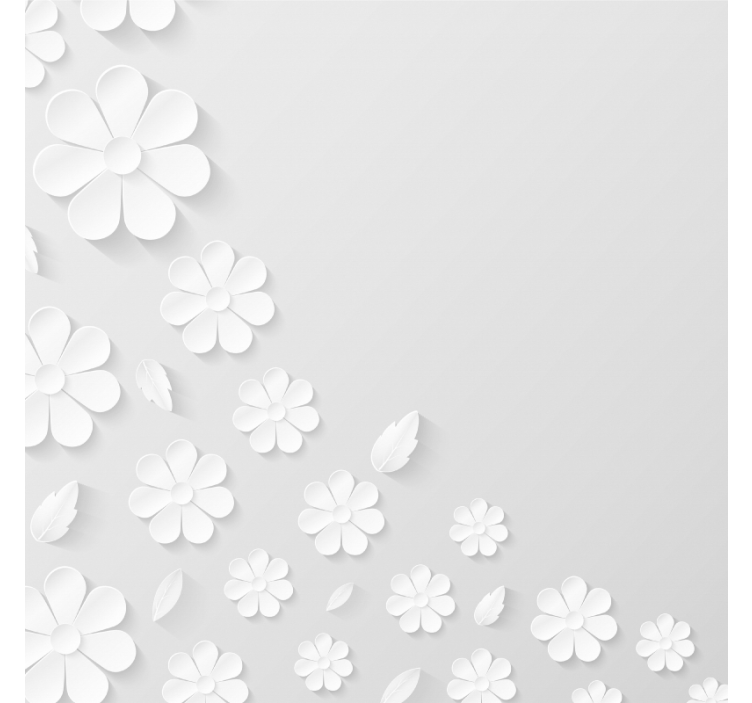 Persiana enrollable blanca fondo de flores en papel - TenVinilo
