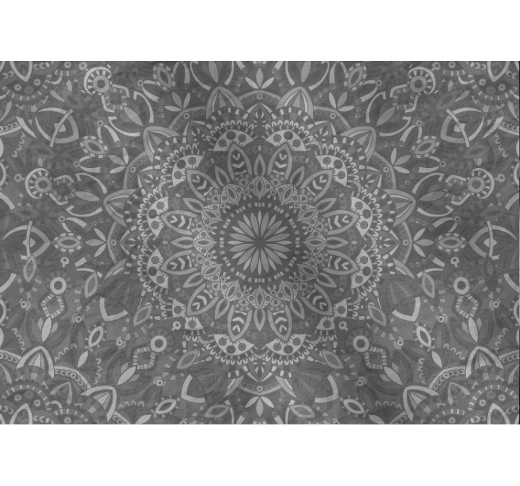 Persiana enrollable gris con patrón de mandala intrincado - TenVinilo