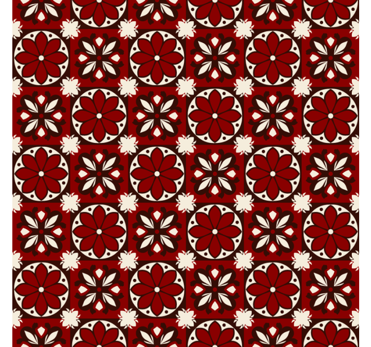 Persiana enrollable roja con patrón de azulejos vintage - TenVinilo