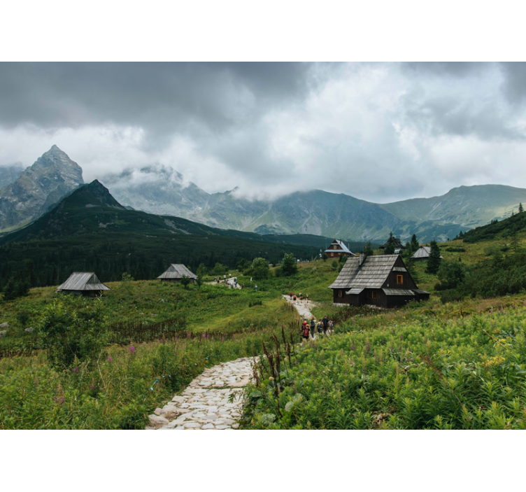 Persiana enrollable verde casas de madera en los tatras - TenVinilo