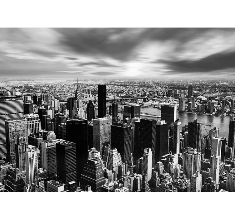 Persiana enrollable salón panorama de skyline urbano - TenVinilo