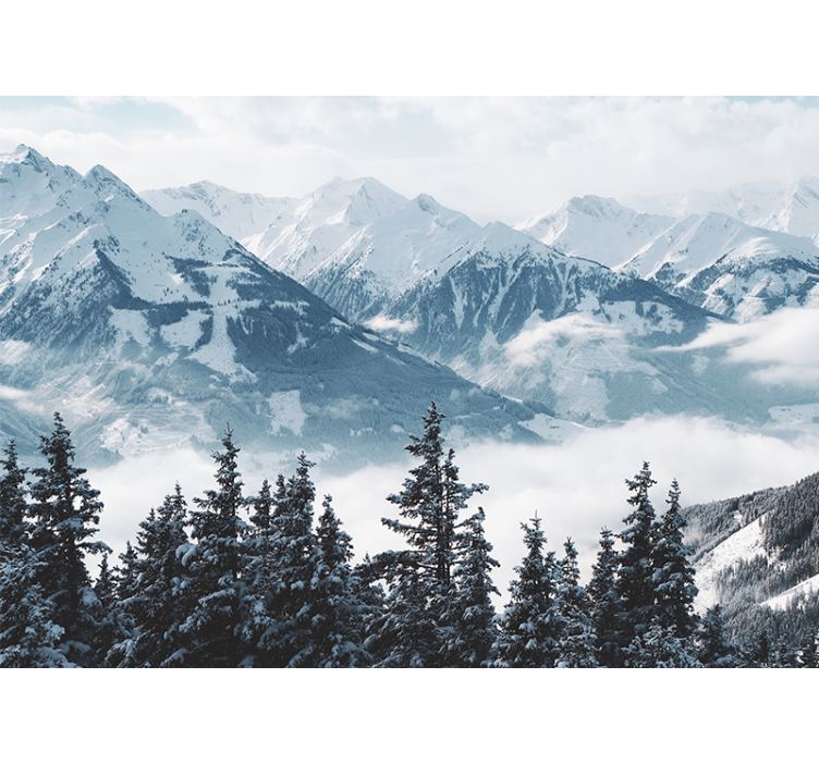 Persiana enrollable salón montañas nevadas y árboles - TenVinilo
