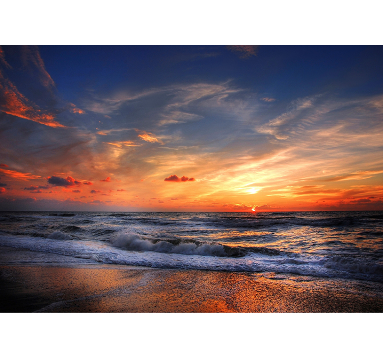 Persiana enrollable salón paisaje marítimo al atardecer - TenVinilo