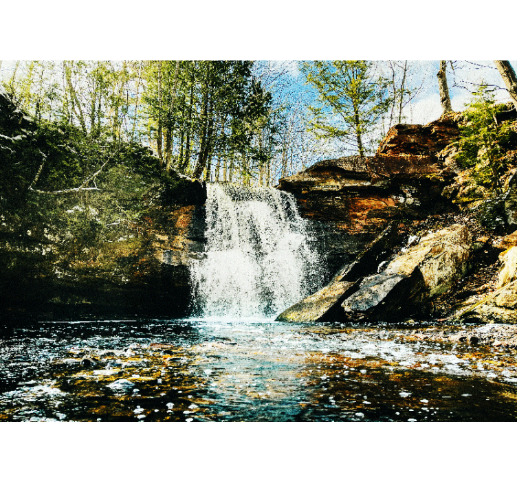Persiana enrollable salón paisaje de cascada bosque - TenVinilo