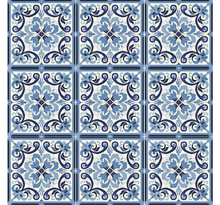 Persiana enrollable azul con patrón floral azul y blanco - TenVinilo