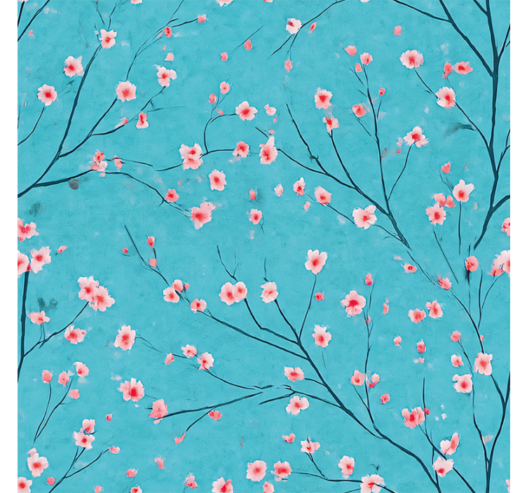 Persiana enrollable azul flores de cerezo teal - TenVinilo