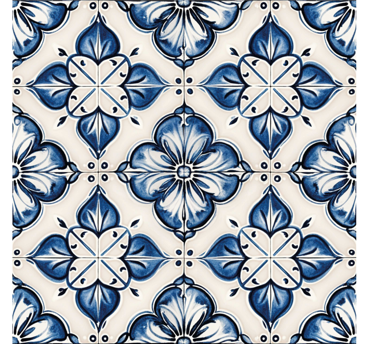Persiana enrollable azul patrón floral azul - TenVinilo