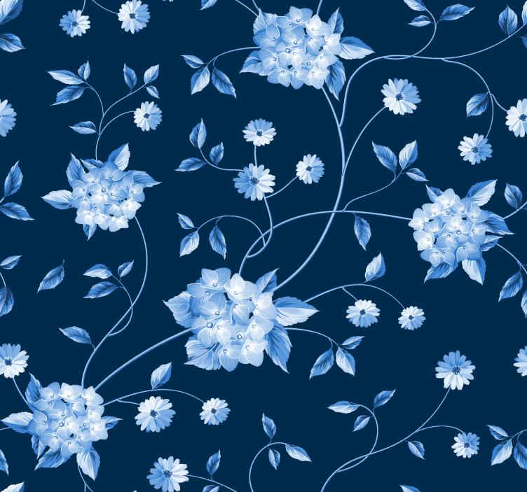 Persiana enrollable azul tallos de flores - TenVinilo