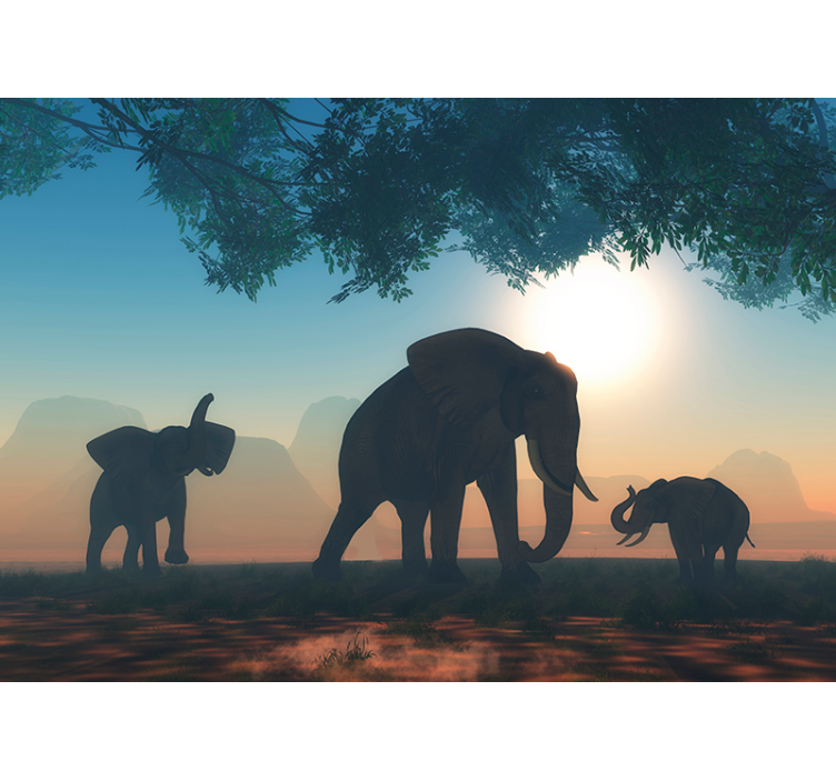 Persiana enrollable salón elefante salvaje - TenVinilo