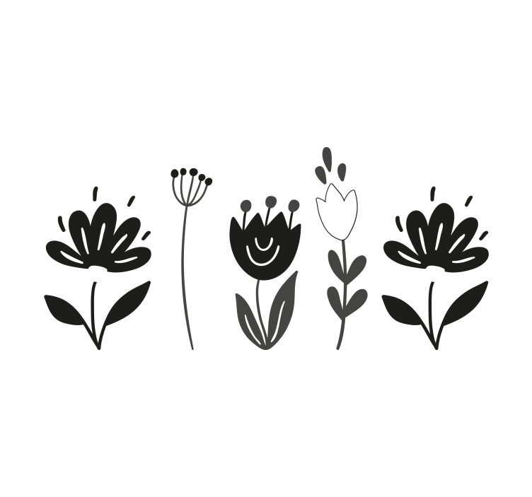 Persiana enrollable salón flores blanco y negro - TenVinilo