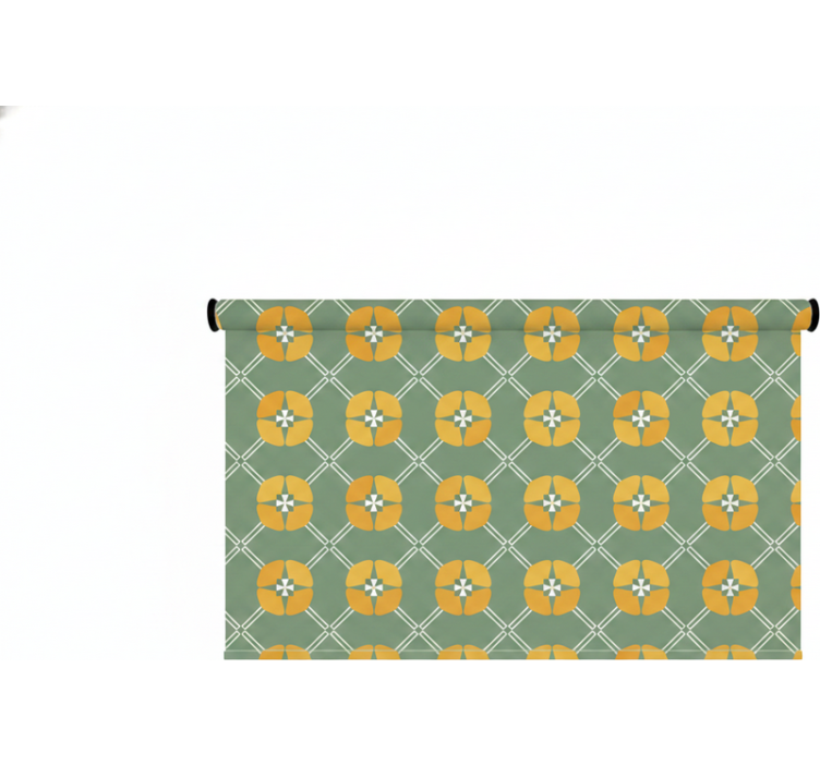 Persiana enrollable verde con diseño floral vintage - TenVinilo