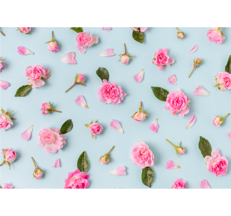 Persiana enrollable salón diferentes rosas fondo azul - TenVinilo