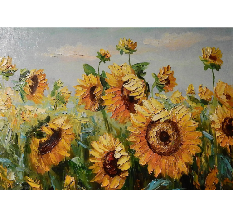 Persiana enrollable salón campo de girasoles pintado - TenVinilo