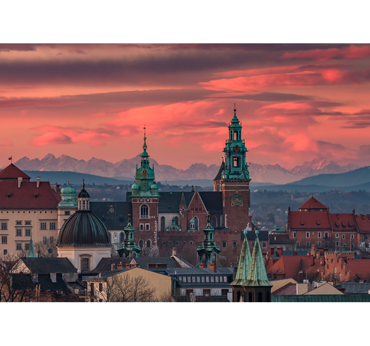 Persiana enrollable salón vista de cracovia y montañas tatra - TenVinilo