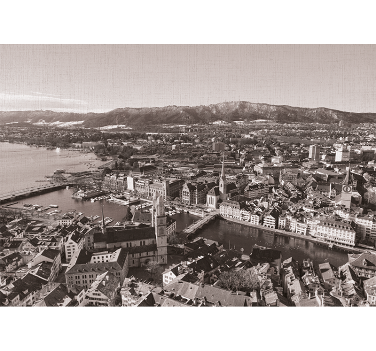 Persiana enrollable salón zürich con montañas al fondo - TenVinilo