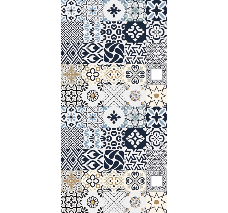 Persiana enrollable beige azulejos azules - TenVinilo