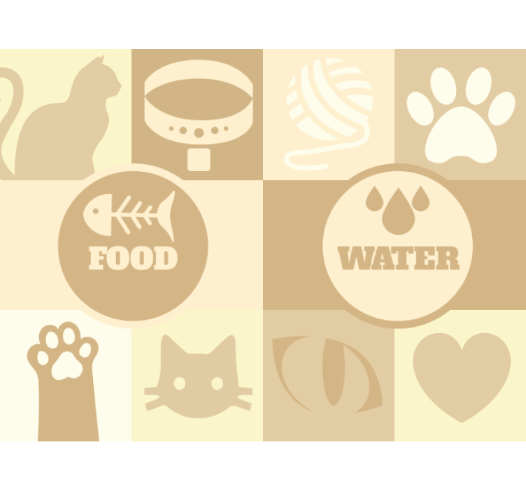 Persiana enrollable beige para agua y comida de gatos - TenVinilo