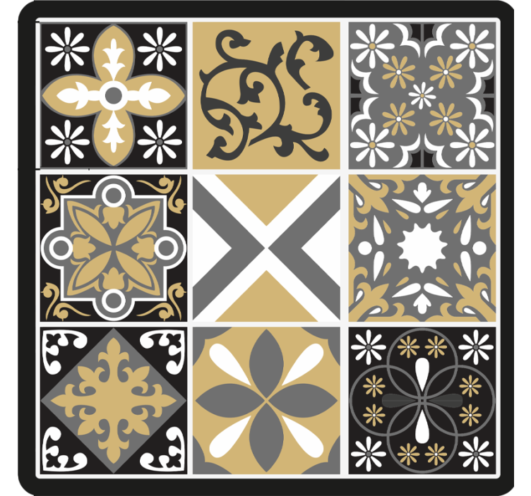 Persiana enrollable para cuarto azulejos dorados y plateados - TenVinilo