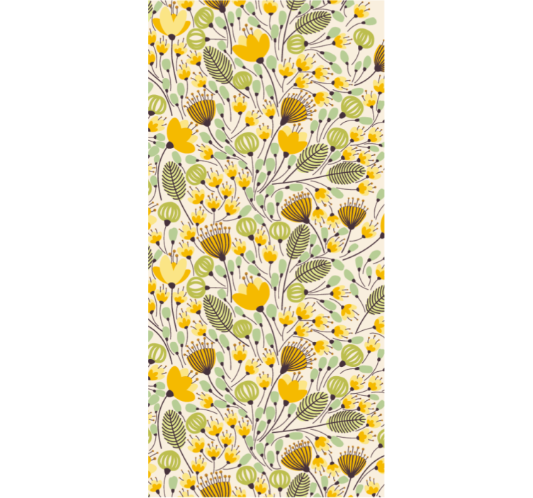Persiana enrollable para cuarto encaje floral amarillo - TenVinilo