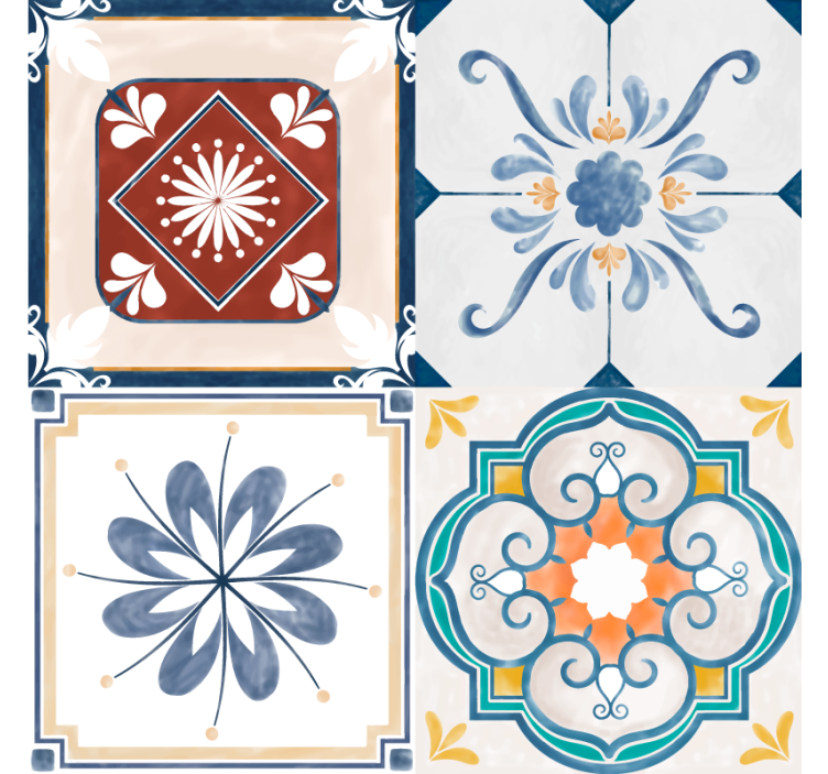Persiana enrollable para cuarto azulejos vintage - TenVinilo